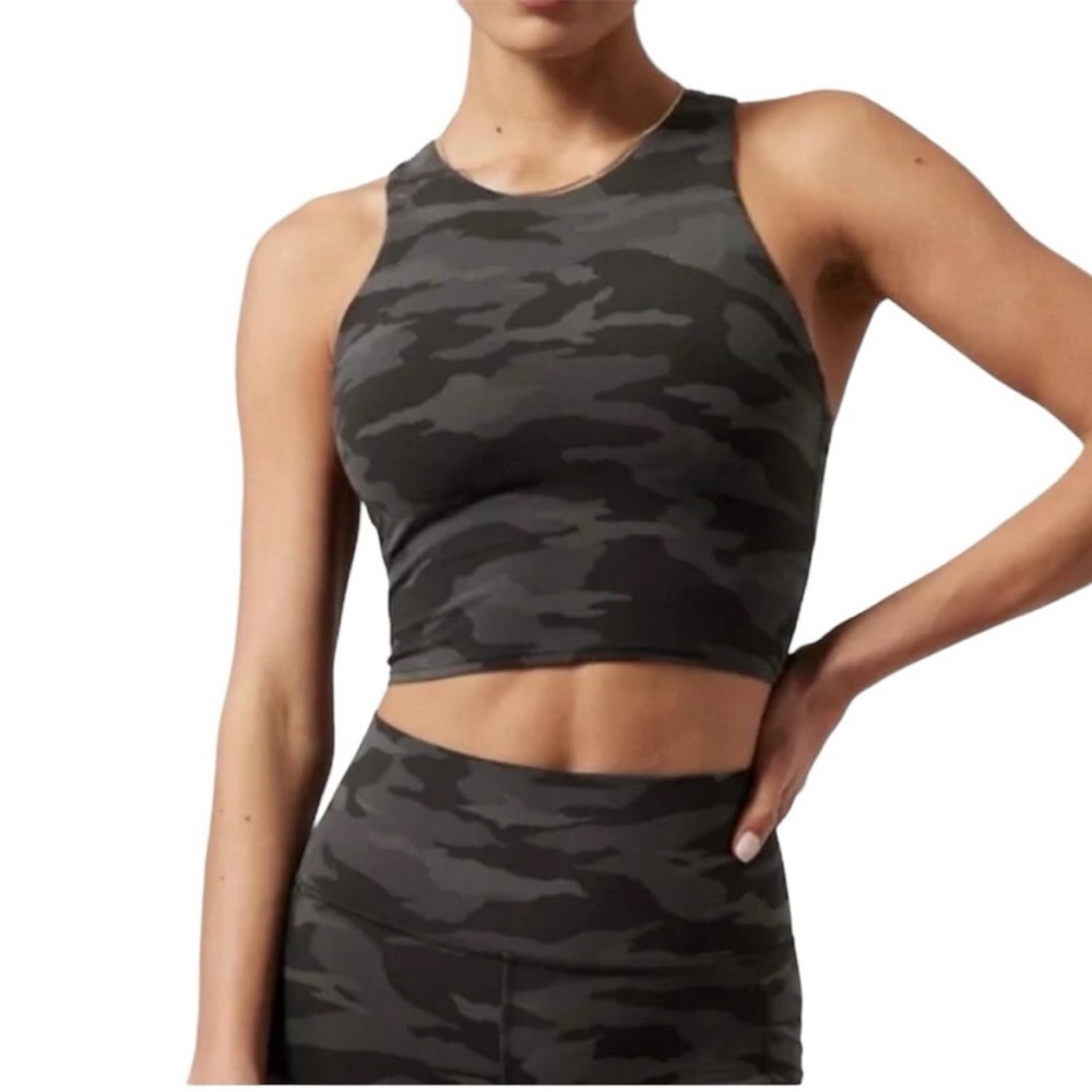 Athleta Concious Crop Sports Bra, Black Camo, size S (D-DD cups) NWT